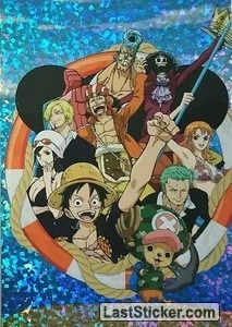 Luffy & the Strawhats in a lifebuoy with anchor